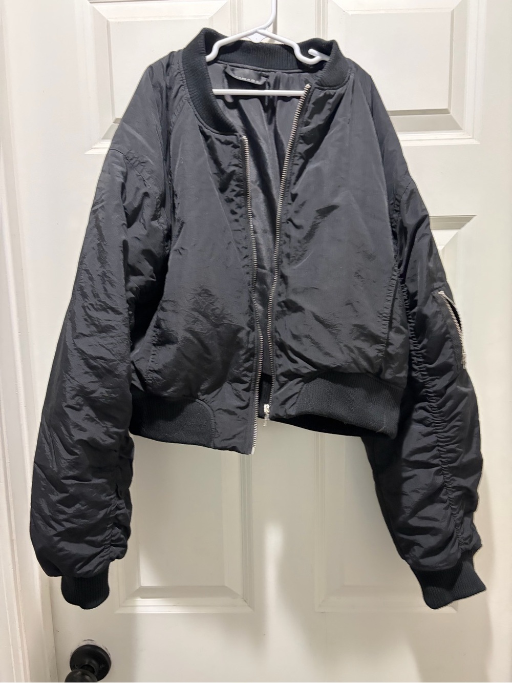 Women's Black Cropped Bomber Jacket - Unbranded
